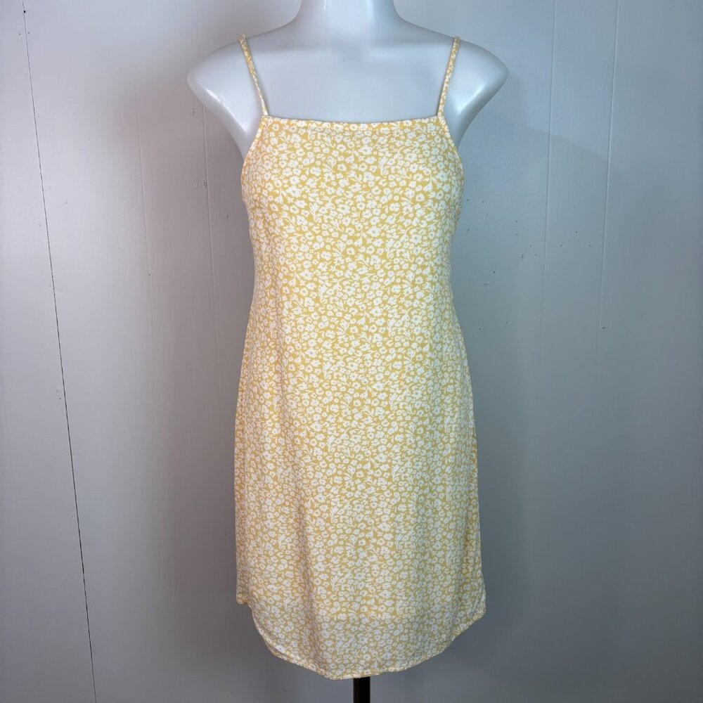 American Eagle Mini Dress XS Butter Yellow Floral Tie-Back Slip‎ Casual